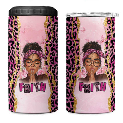 Black Her Story 4 in 1 Can Cooler Tumbler Faith Pink Leopard - African Pride