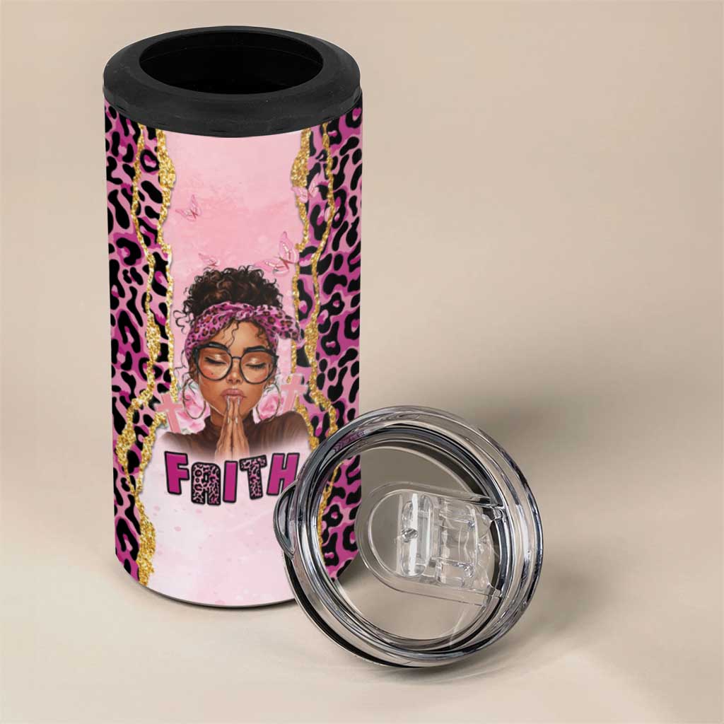 Black Her Story 4 in 1 Can Cooler Tumbler Faith Pink Leopard - African Pride