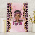 Black Her Story Canvas Wall Art Faith Pink Leopard - African Pride