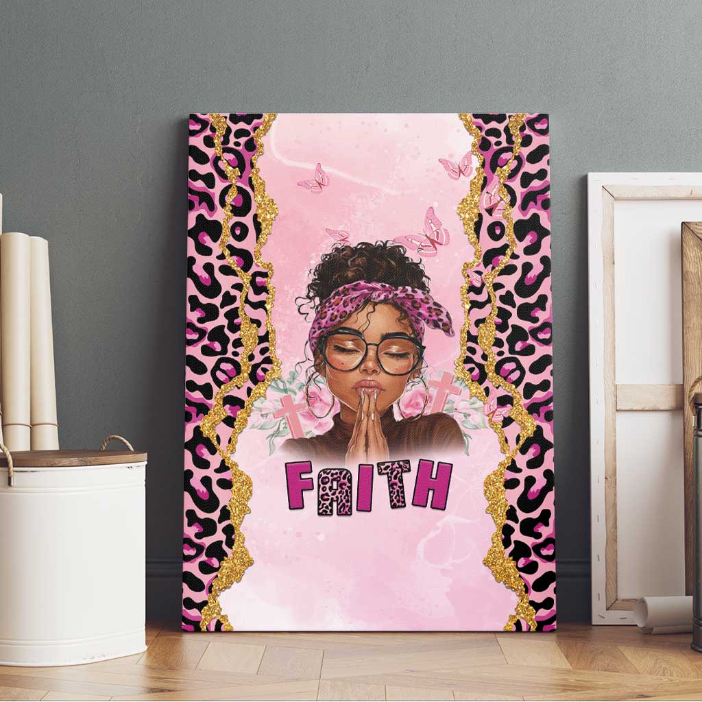 Black Her Story Canvas Wall Art Faith Pink Leopard - African Pride