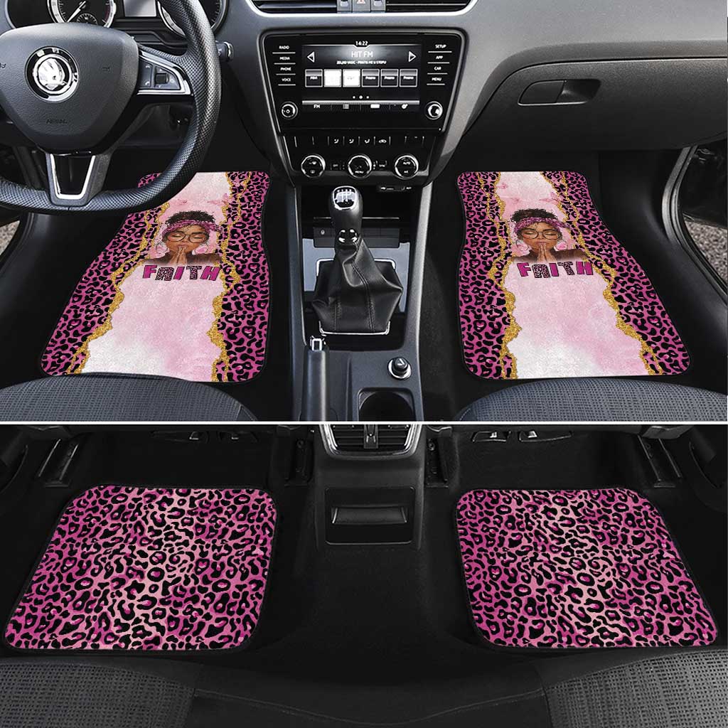 Black Her Story Car Mats Faith Pink Leopard - African Pride