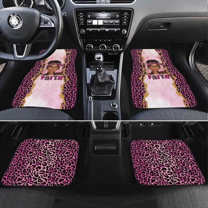 Black Her Story Car Mats Faith Pink Leopard - African Pride