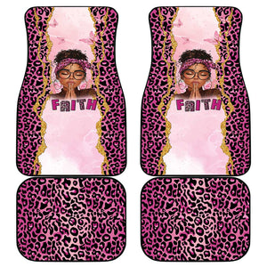 Black Her Story Car Mats Faith Pink Leopard - African Pride
