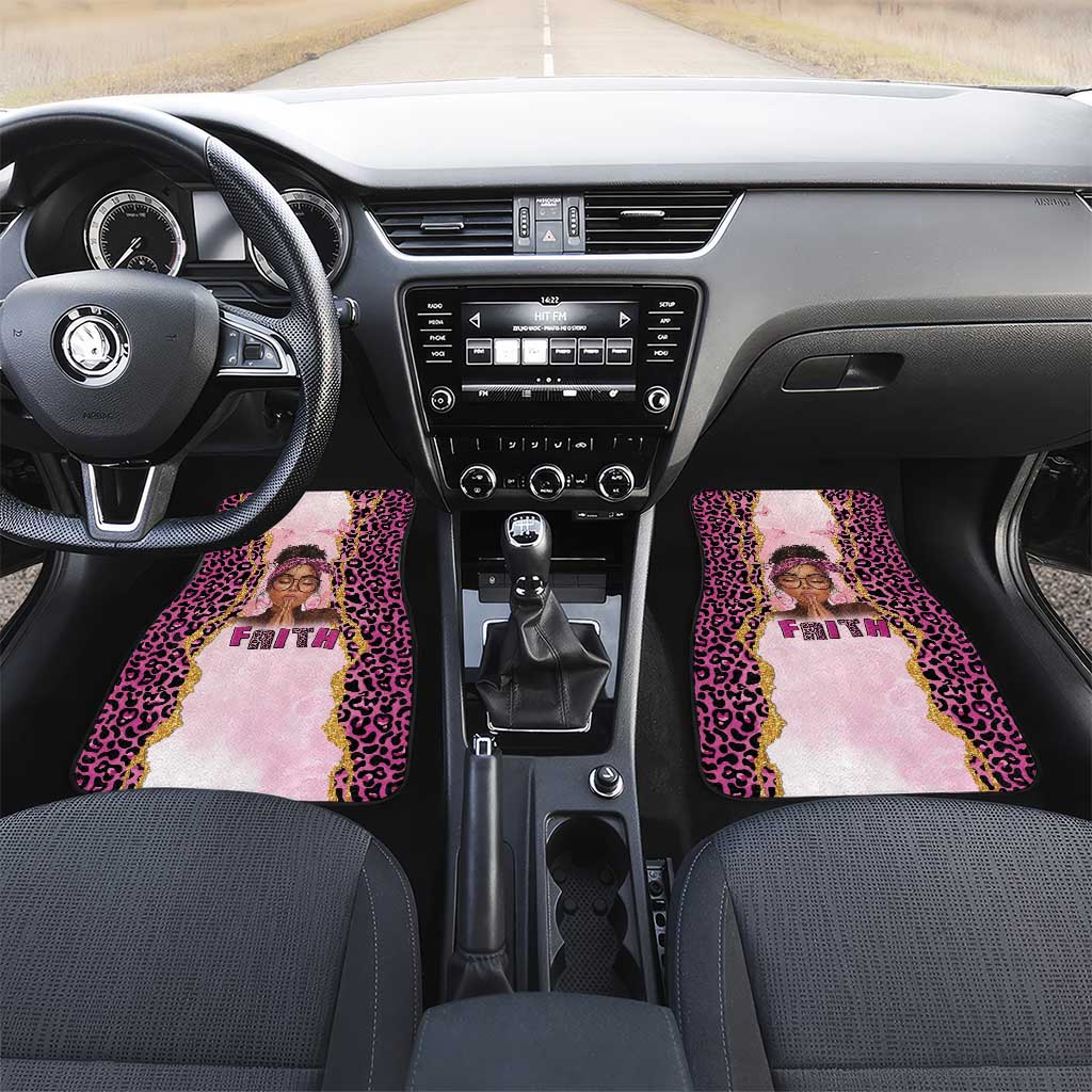Black Her Story Car Mats Faith Pink Leopard - African Pride