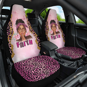 Black Her Story Car Seat Cover Faith Pink Leopard - African Pride