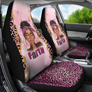 Black Her Story Car Seat Cover Faith Pink Leopard - African Pride