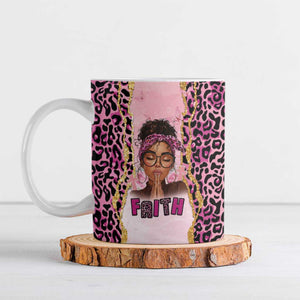 Black Her Story Ceramic Mug Faith Pink Leopard - African Pride