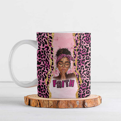 Black Her Story Ceramic Mug Faith Pink Leopard - African Pride