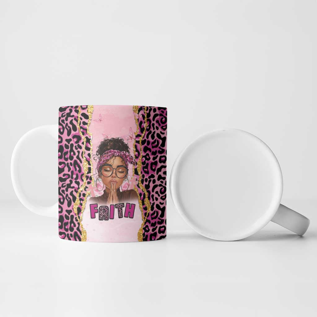 Black Her Story Ceramic Mug Faith Pink Leopard - African Pride