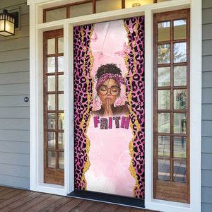 Black Her Story Door Cover Faith Pink Leopard - African Pride