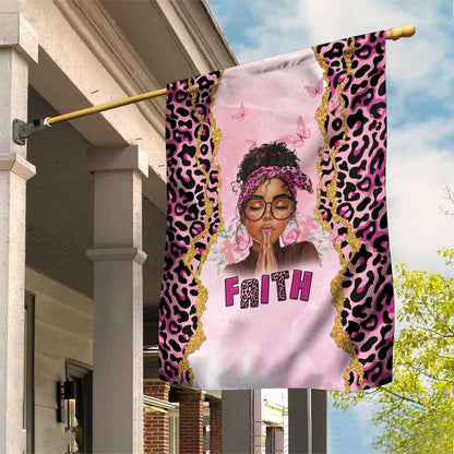 Black Her Story Garden Flag Faith Pink Leopard - African Pride