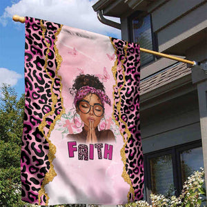 Black Her Story Garden Flag Faith Pink Leopard - African Pride