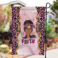 Black Her Story Garden Flag Faith Pink Leopard - African Pride