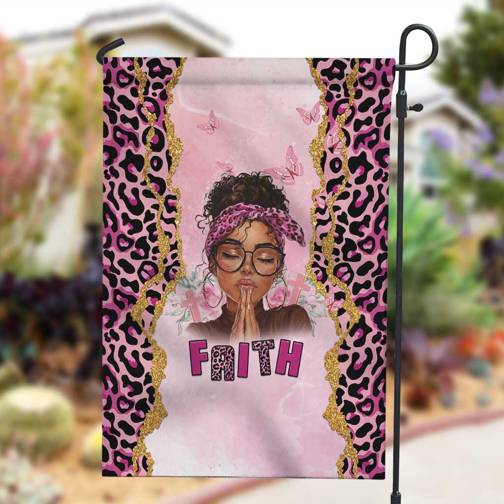 Black Her Story Garden Flag Faith Pink Leopard - African Pride