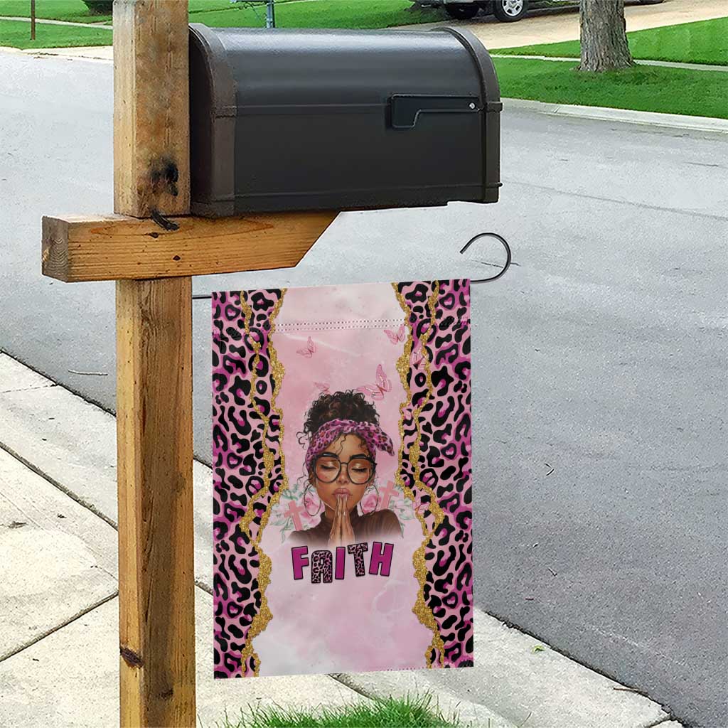 Black Her Story Garden Flag Faith Pink Leopard - African Pride