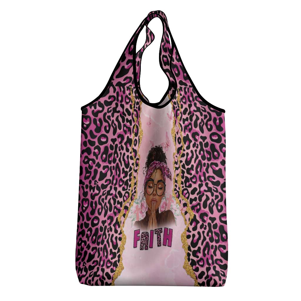 Black Her Story Grocery Bag Faith Pink Leopard - African Pride