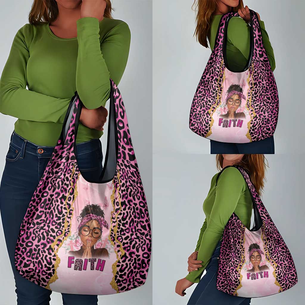 Black Her Story Grocery Bag Faith Pink Leopard - African Pride