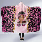 Black Her Story Hooded Blanket Faith Pink Leopard - African Pride