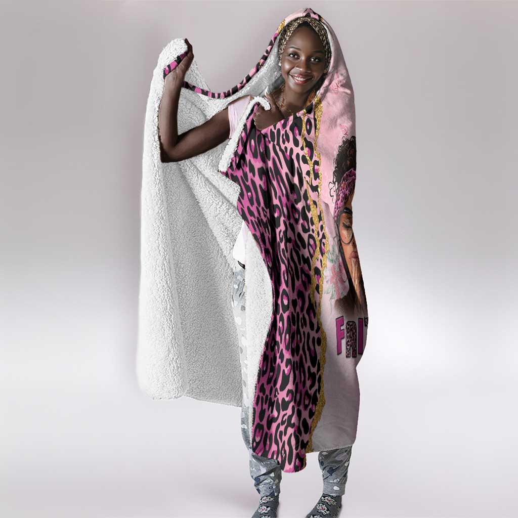 Black Her Story Hooded Blanket Faith Pink Leopard - African Pride