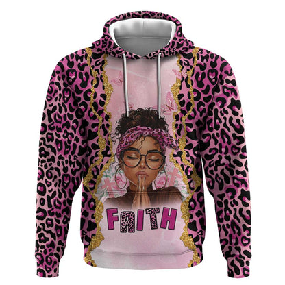 Black Her Story Hoodie Faith Pink Leopard - African Pride