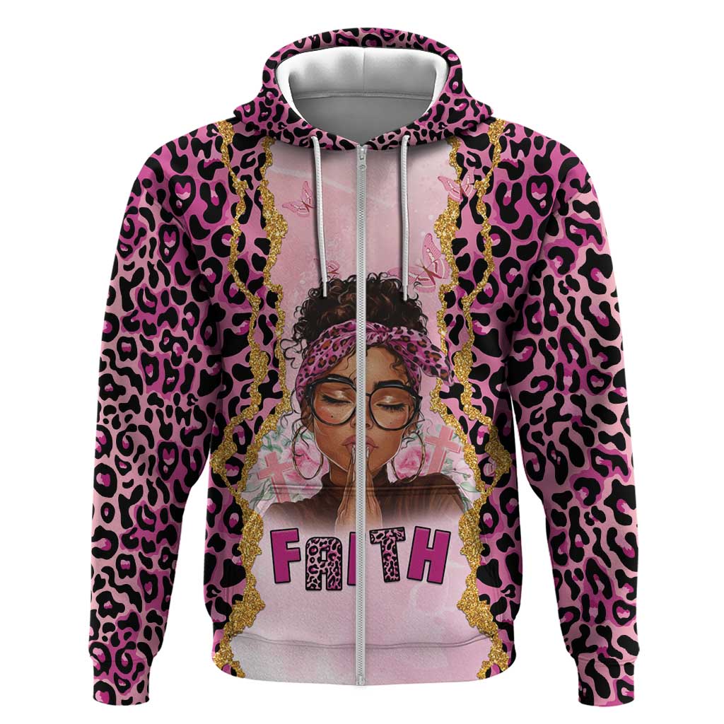 Black Her Story Hoodie Faith Pink Leopard - African Pride