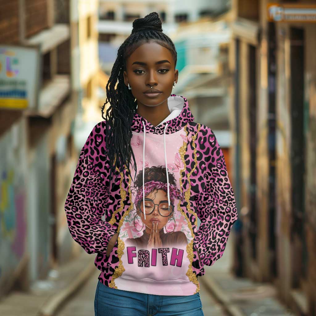 Black Her Story Hoodie Faith Pink Leopard - African Pride