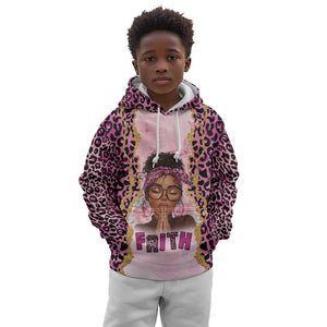 Black Her Story Kid Hoodie Faith Pink Leopard - African Pride
