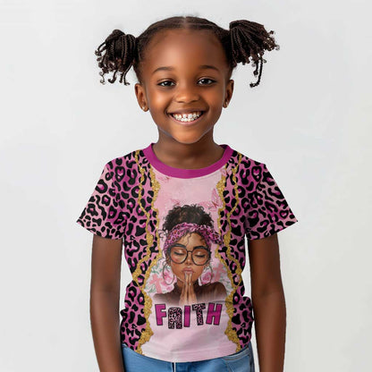 Black Her Story Kid T shirt Faith Pink Leopard - African Pride