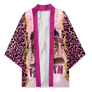 Black Her Story Kimono Faith Pink Leopard - African Pride