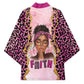 Black Her Story Kimono Faith Pink Leopard - African Pride