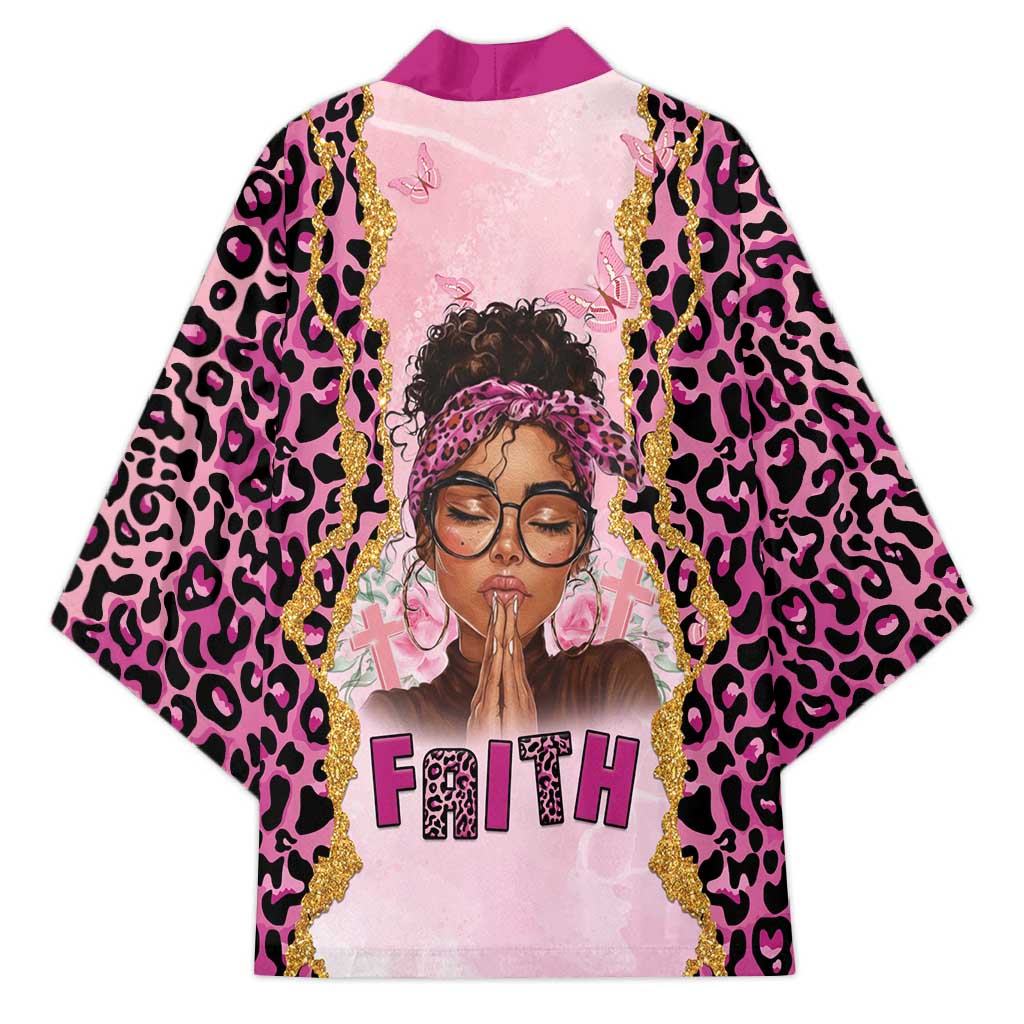 Black Her Story Kimono Faith Pink Leopard - African Pride