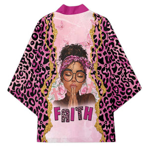 Black Her Story Kimono Faith Pink Leopard - African Pride
