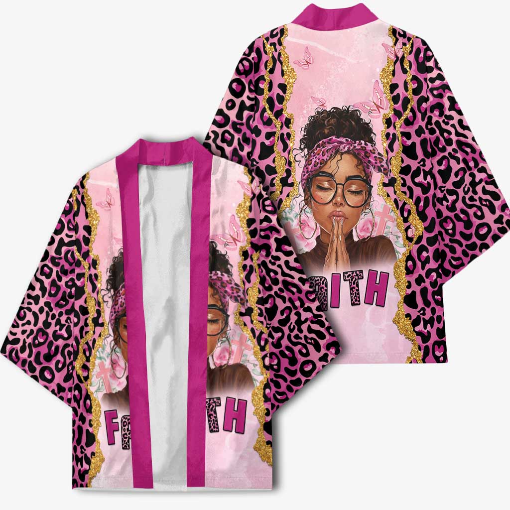 Black Her Story Kimono Faith Pink Leopard - African Pride