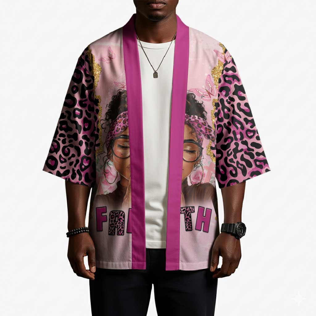 Black Her Story Kimono Faith Pink Leopard - African Pride