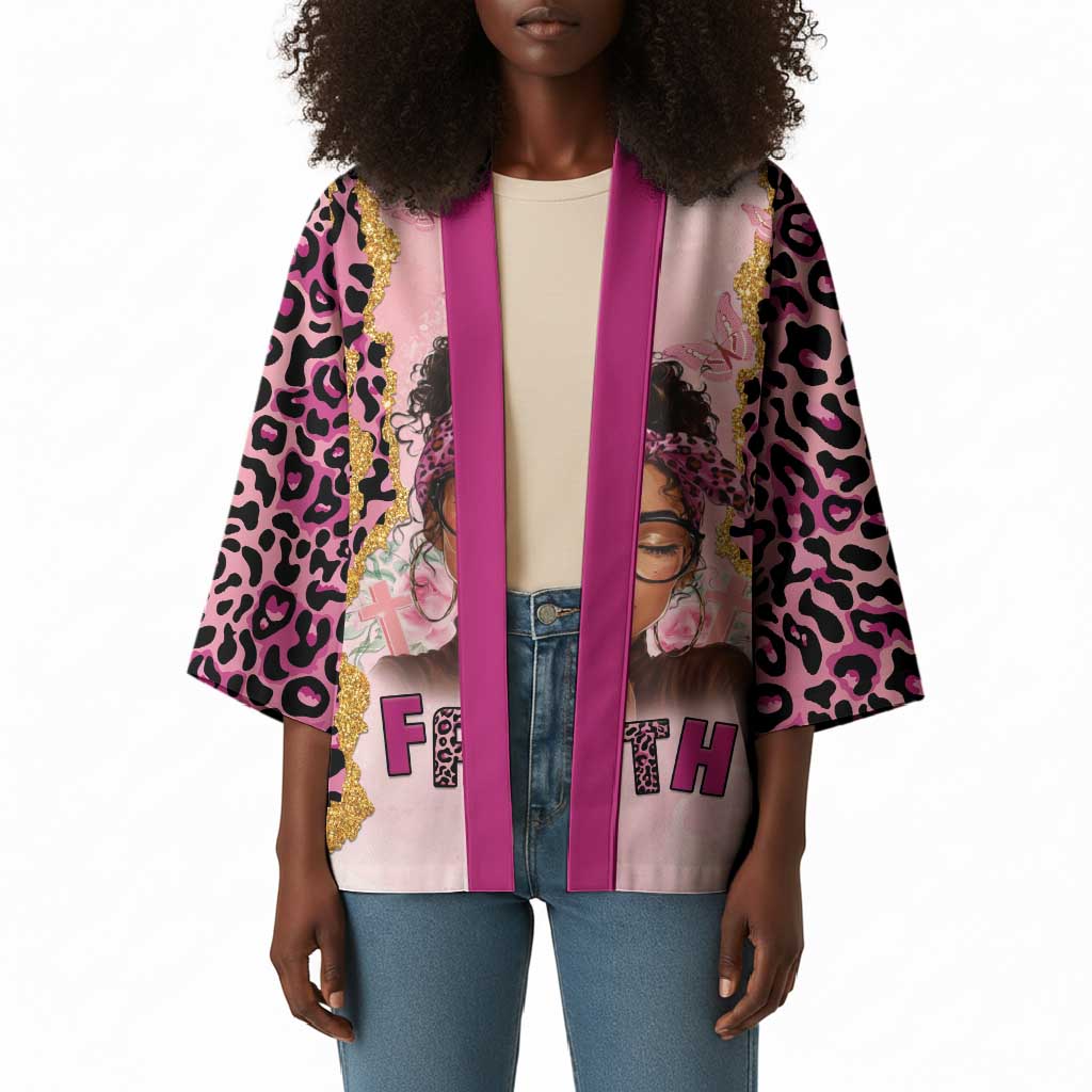 Black Her Story Kimono Faith Pink Leopard - African Pride