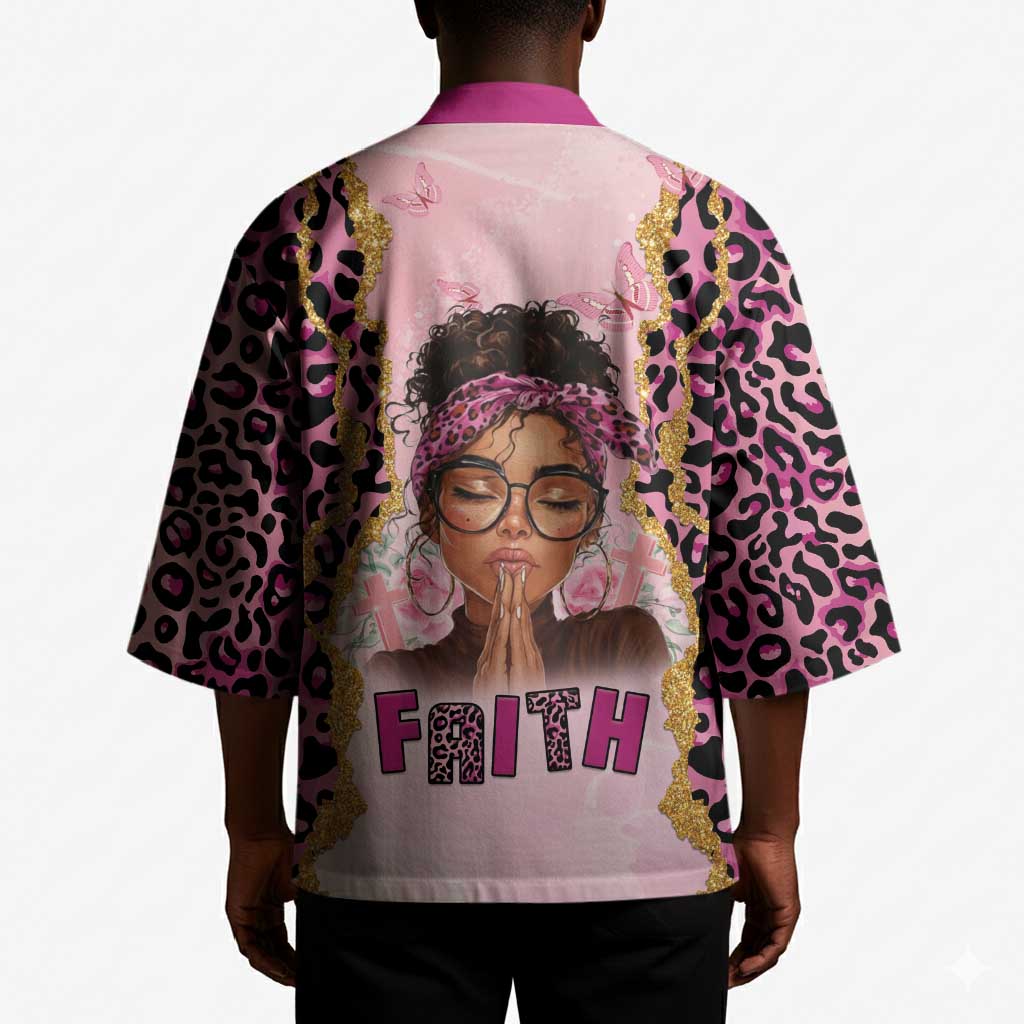 Black Her Story Kimono Faith Pink Leopard - African Pride