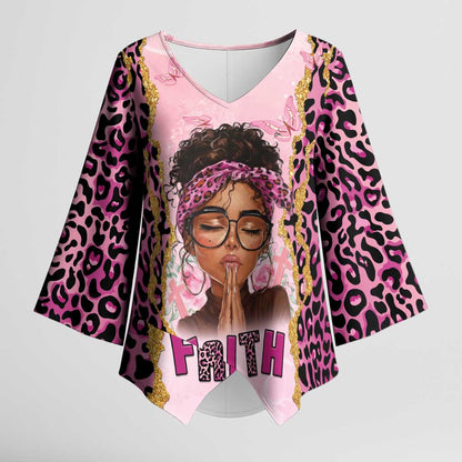 Black Her Story Kimono Sleeve Blouse Faith Pink Leopard - African Pride