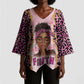Black Her Story Kimono Sleeve Blouse Faith Pink Leopard - African Pride