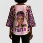 Black Her Story Kimono Sleeve Blouse Faith Pink Leopard - African Pride
