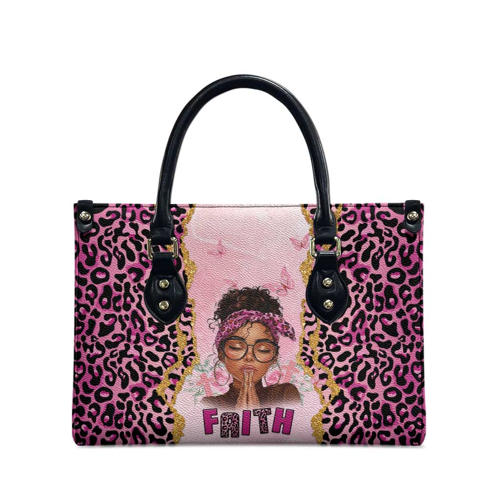 Black Her Story Leather Bag Faith Pink Leopard - African Pride
