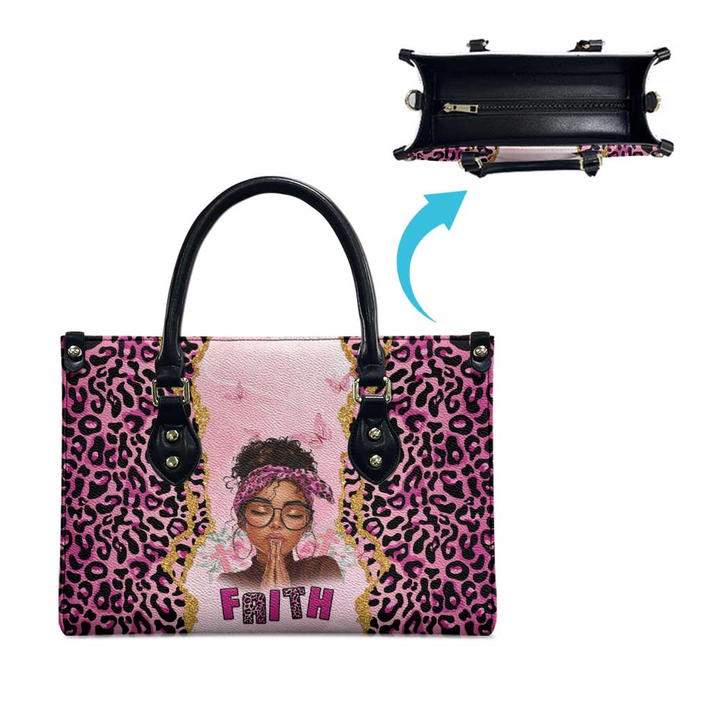 Black Her Story Leather Bag Faith Pink Leopard - African Pride