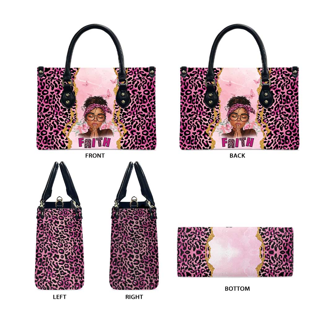 Black Her Story Leather Bag Faith Pink Leopard - African Pride