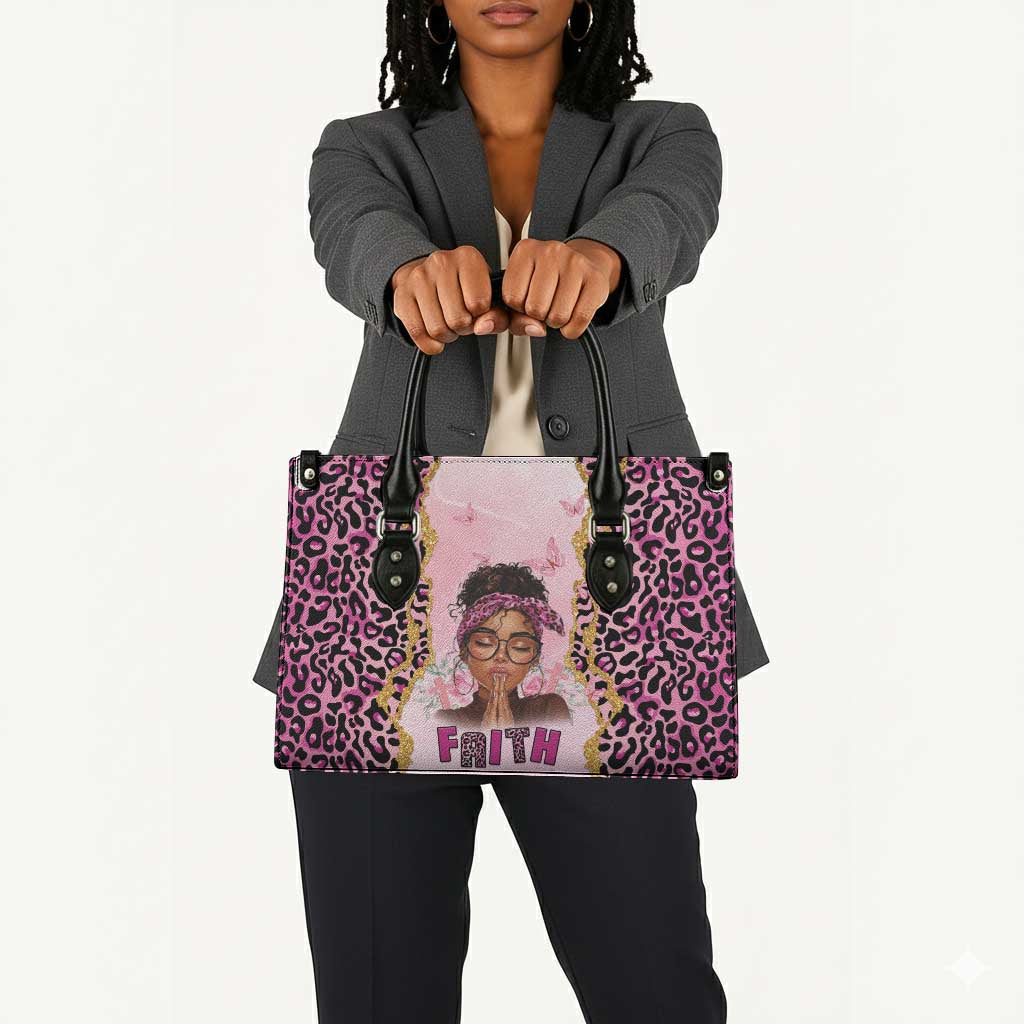 Black Her Story Leather Bag Faith Pink Leopard - African Pride