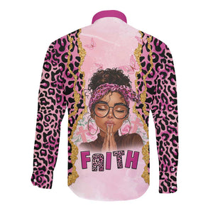Black Her Story Long Sleeve Button Shirt Faith Pink Leopard - African Pride
