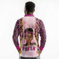 Black Her Story Long Sleeve Polo Shirt Faith Pink Leopard - African Pride