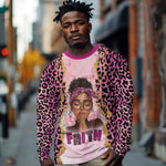Black Her Story Long Sleeve Shirt Faith Pink Leopard - African Pride