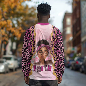 Black Her Story Long Sleeve Shirt Faith Pink Leopard - African Pride