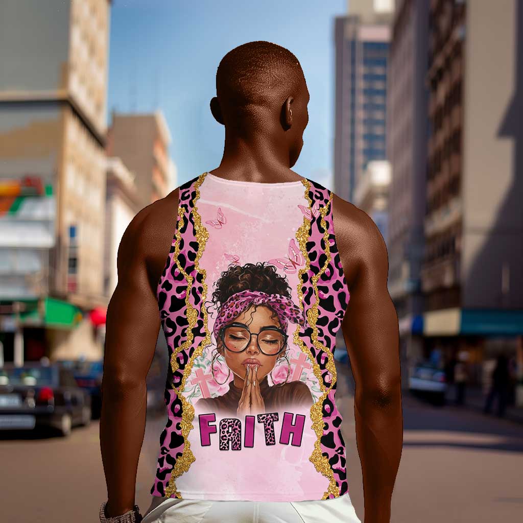 Black Her Story Men Tank Top Faith Pink Leopard - African Pride