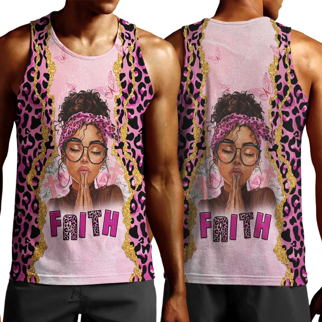 Black Her Story Men Tank Top Faith Pink Leopard - African Pride
