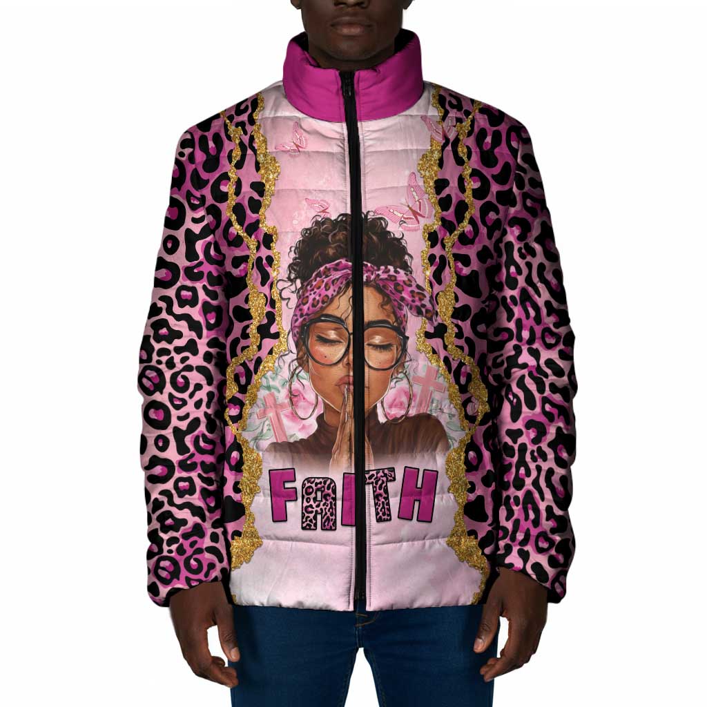 Black Her Story Padded Jacket Faith Pink Leopard - African Pride